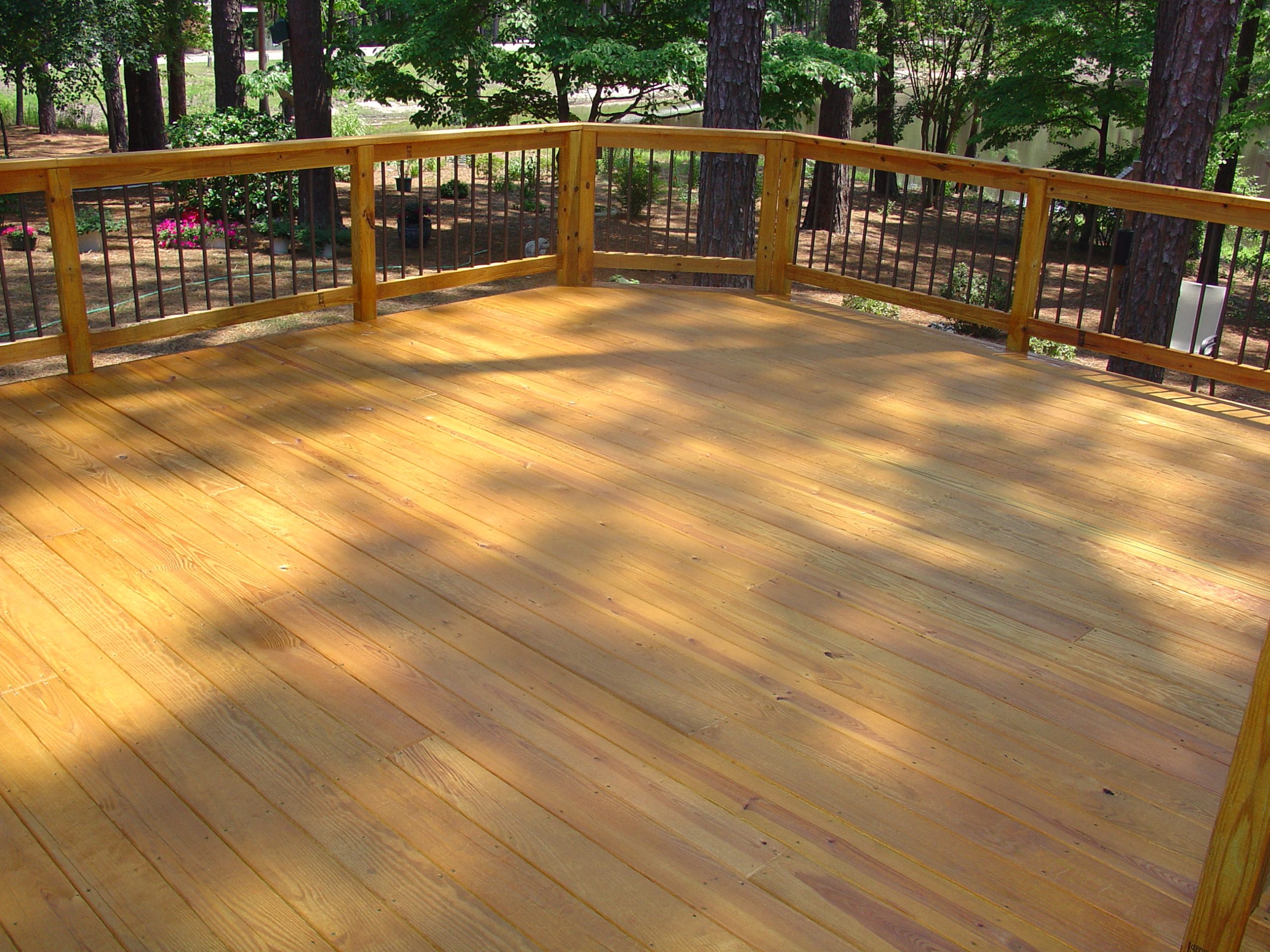 Golden color transparent stain on pressure treated pine